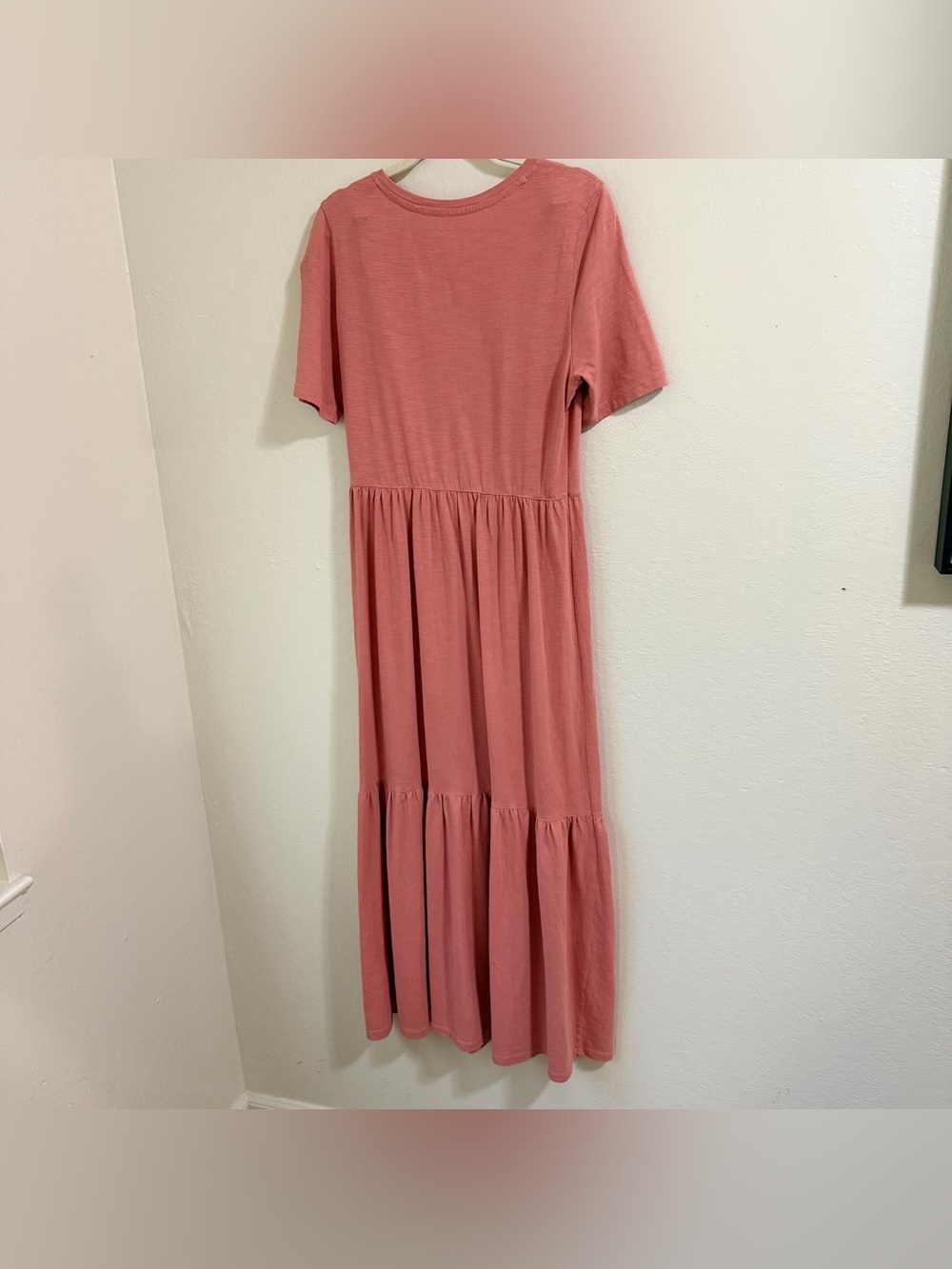 Faherty Branson Dress Small S Pink Terracotta Organic Cotton Tiered Maxi Midi - Picture 8 of 9